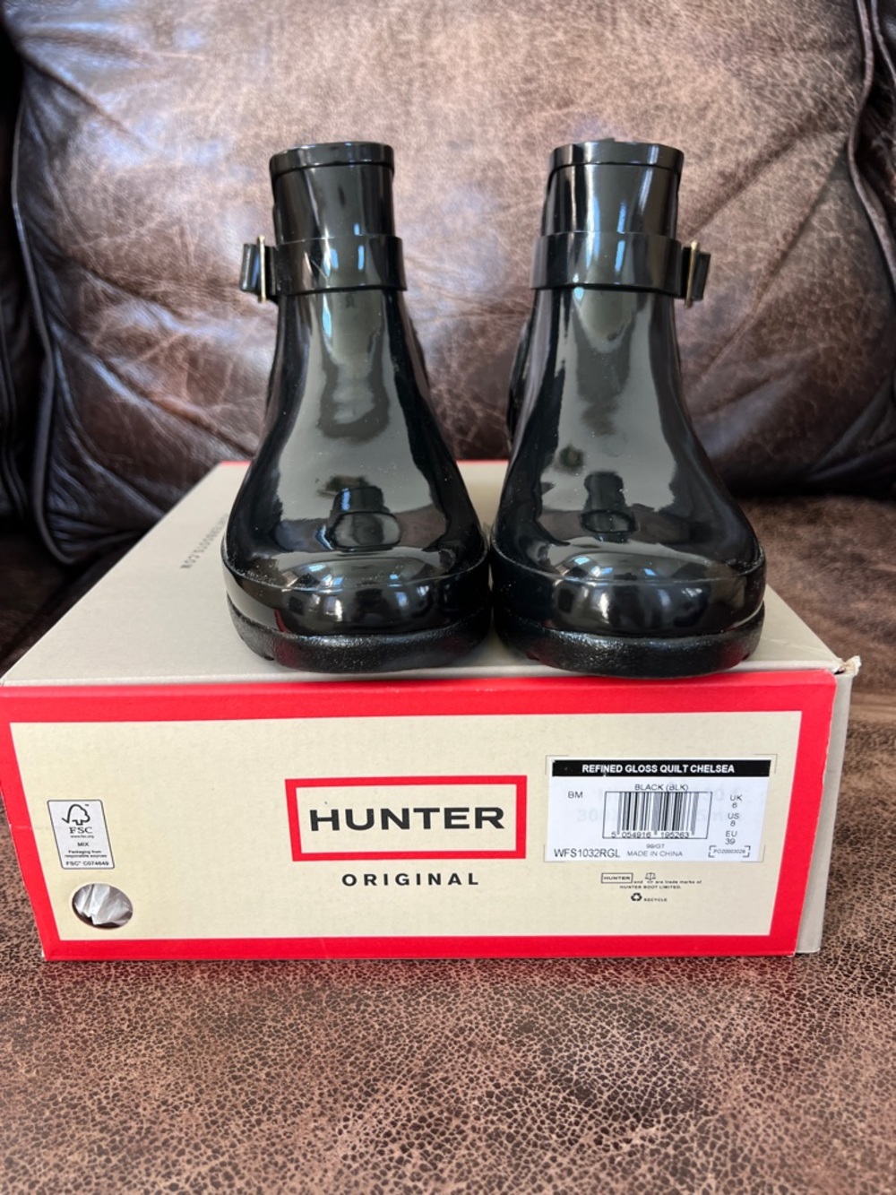 Hunter Refined Gloss Chelsea Short Rain Boots - Black